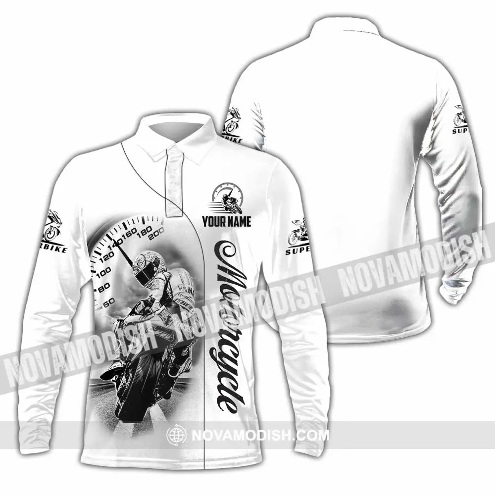 Unisex Shirt - Custom Motorcycle 3D Shirt Long Sleeve Polo / S T-shirt