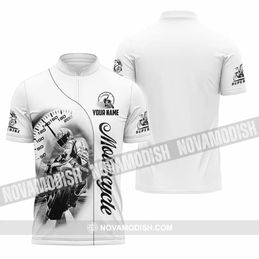 Unisex Shirt - Custom Motorcycle 3D Shirt Zipper Polo Shirt / S T-shirt