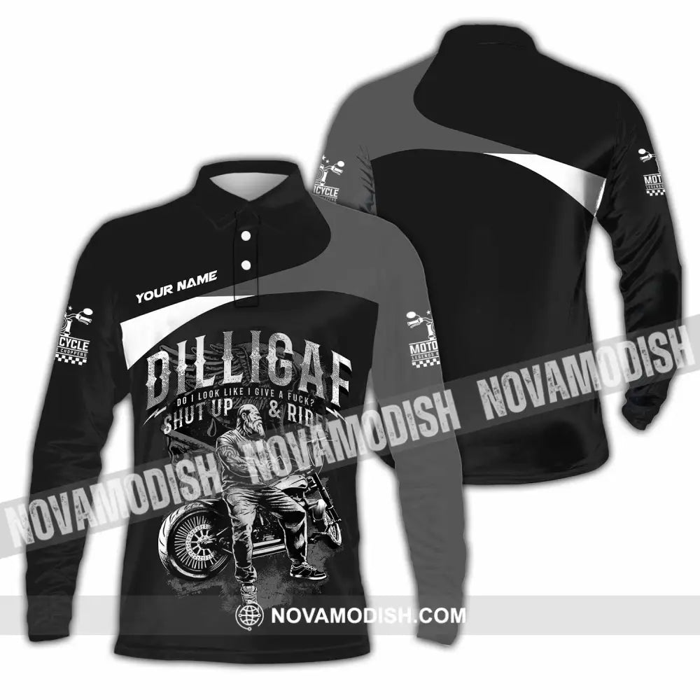 Unisex Shirt - Custom Motorcycle Do I Look Like I Do A Fxck Shut Up & Ride Shirt - Long Sleeve Polo / S - T-shirt