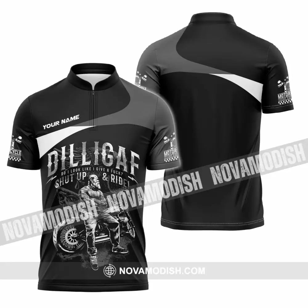 Unisex Shirt - Custom Motorcycle Do I Look Like I Do A Fxck Shut Up & Ride Shirt - Zipper Polo Shirt / S - T-shirt