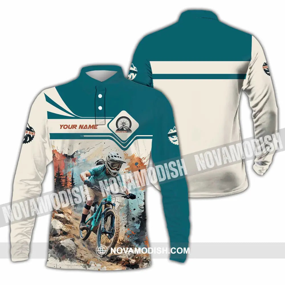Unisex Shirt - Custom Mountain Bike Shirt Long Sleeve Polo / S T-shirt
