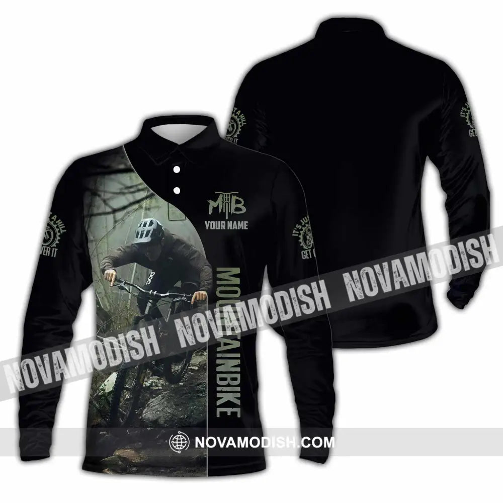 Unisex Shirt - Custom Mountain Bike Shirt Long Sleeve Polo / S T-shirt