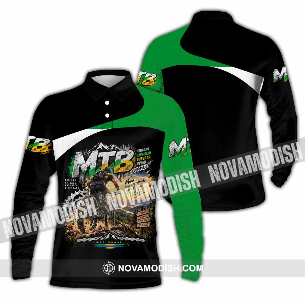 Unisex Shirt - Custom Mountain Bike Shirt - Long Sleeve Polo / S - T-shirt