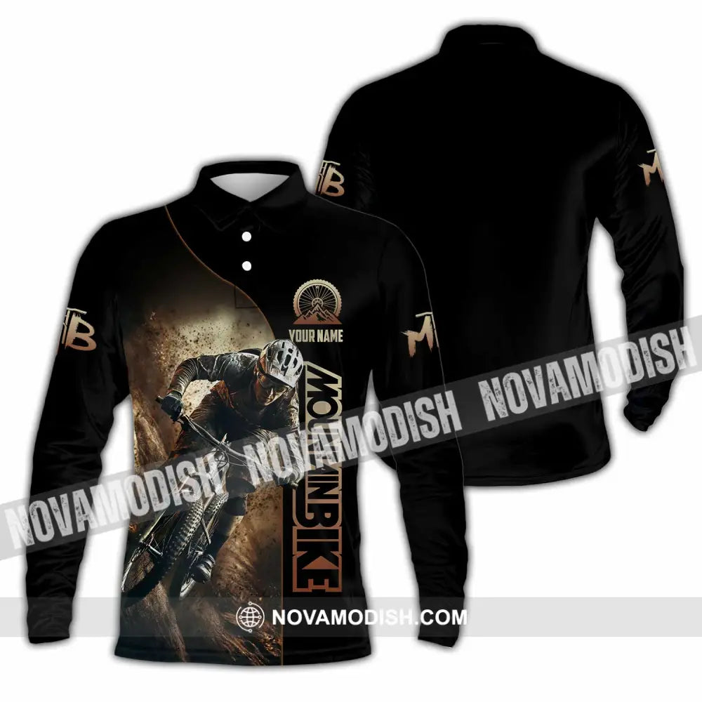Unisex Shirt - Custom Mountain Bike Shirt Long Sleeve Polo / S T-shirt