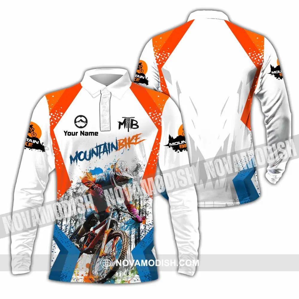 Unisex Shirt - Custom Mountain Bike Shirt - Long Sleeve Polo / S - T-shirt