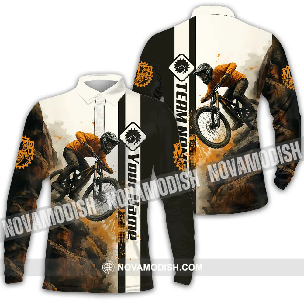 Unisex Shirt - Custom Mountain Bike Shirt Long Sleeve Polo / S T-shirt