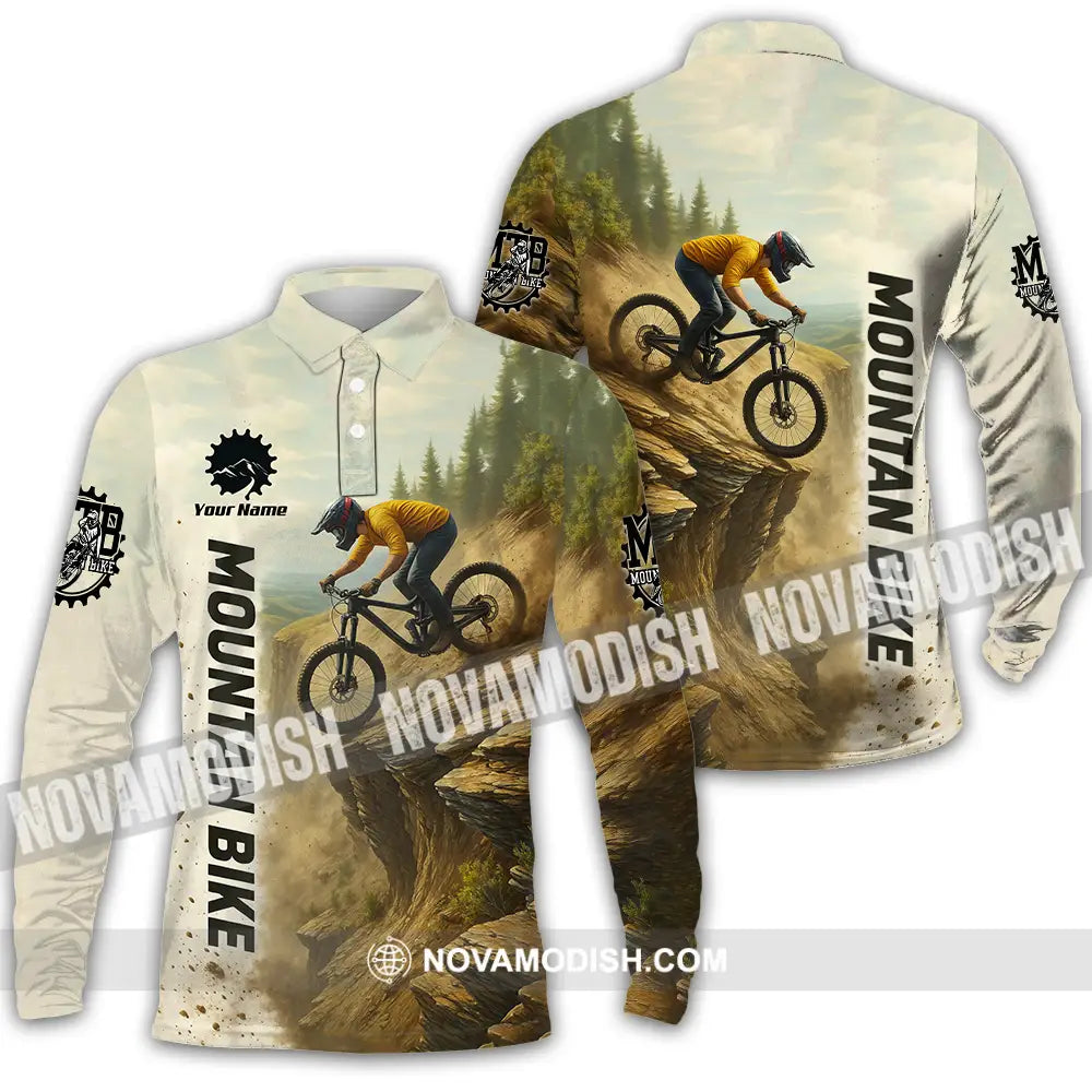 Unisex Shirt - Custom Mountain Bike Shirt Long Sleeve Polo / S T-shirt