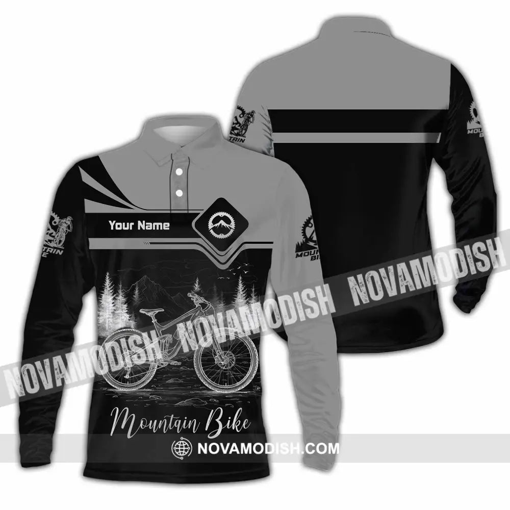 Unisex Shirt - Custom Mountain Bike Shirt - Long Sleeve Polo / S - T-shirt