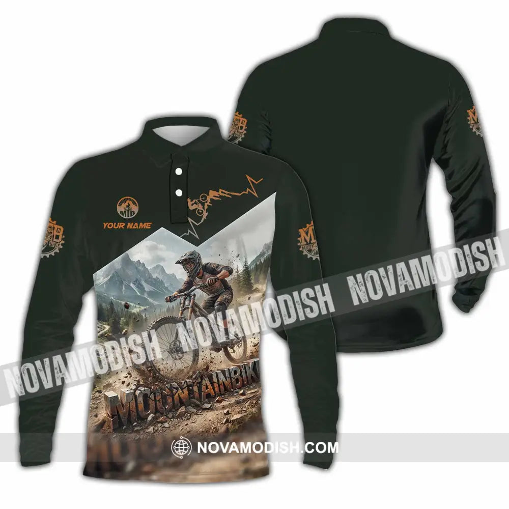 Unisex Shirt - Custom Mountain Bike Shirt - Long Sleeve Polo / S - T-shirt