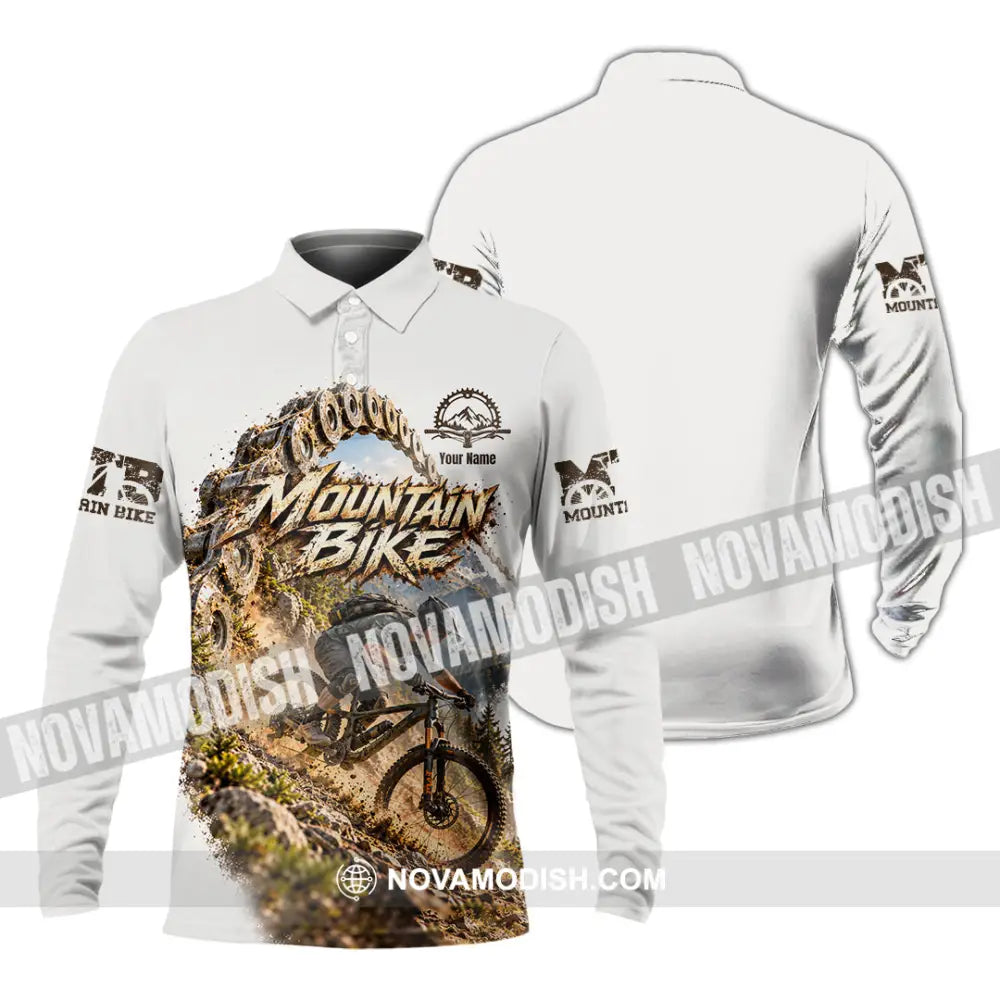 Unisex Shirt - Custom Mountain Bike Shirt - Long Sleeve Polo / S - T-shirt