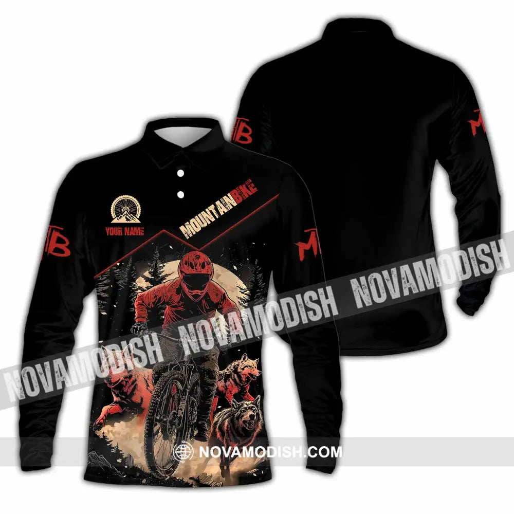 Unisex Shirt - Custom Mountain Bike Shirt Long Sleeve Polo / S T-shirt