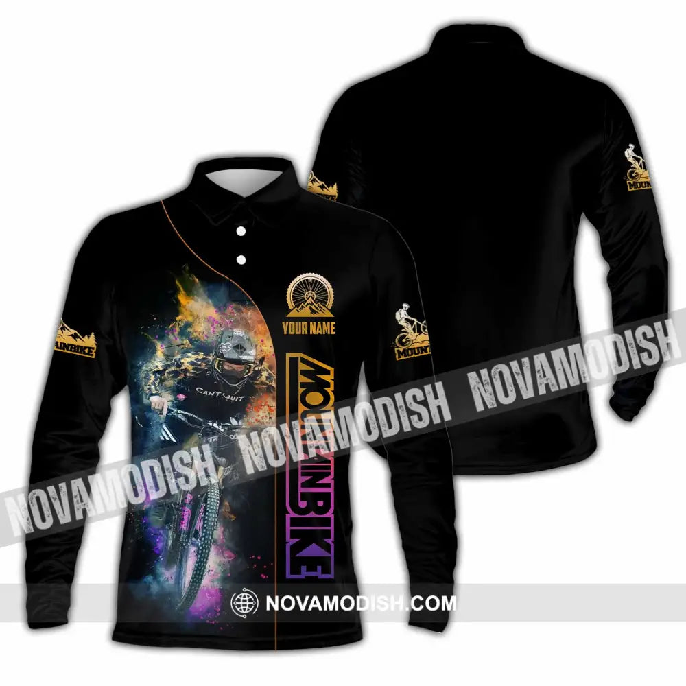 Unisex Shirt - Custom Mountain Bike Shirt Long Sleeve Polo / S T-shirt