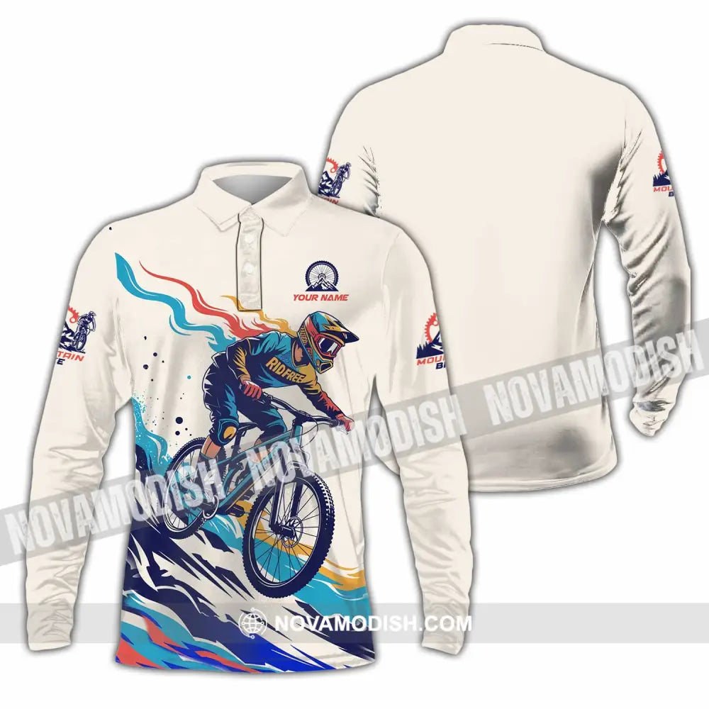 Unisex Shirt - Custom Mountain Bike Shirt Long Sleeve Polo / S T-shirt