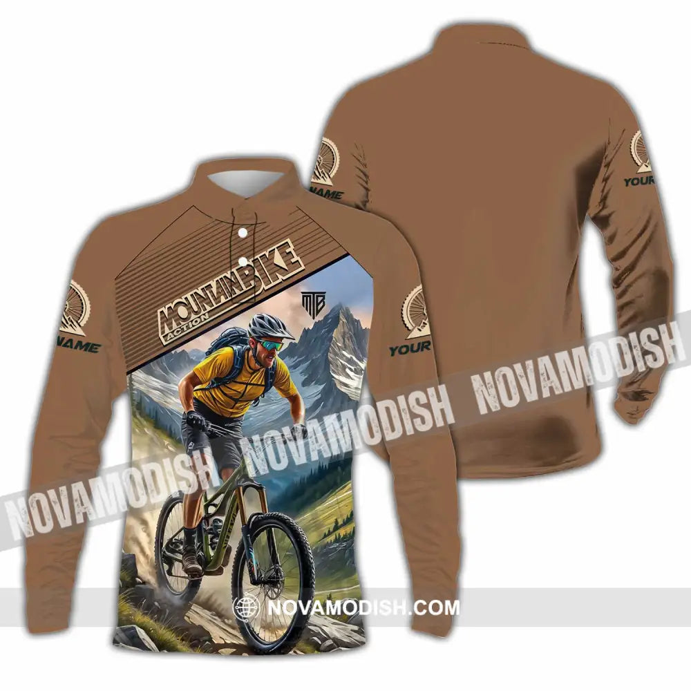 Unisex Shirt - Custom Mountain Bike Shirt Long Sleeve Polo / S T-shirt