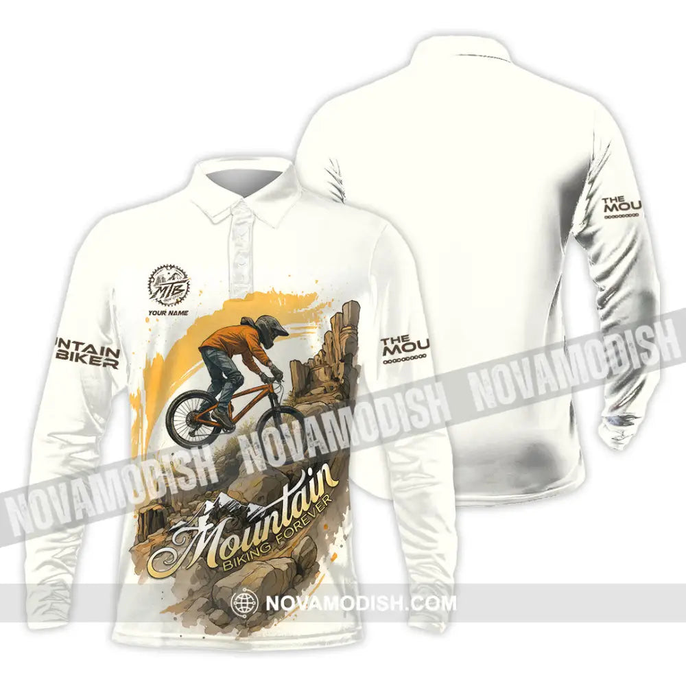 Unisex Shirt - Custom Mountain Bike Shirt Long Sleeve Polo / S T-shirt