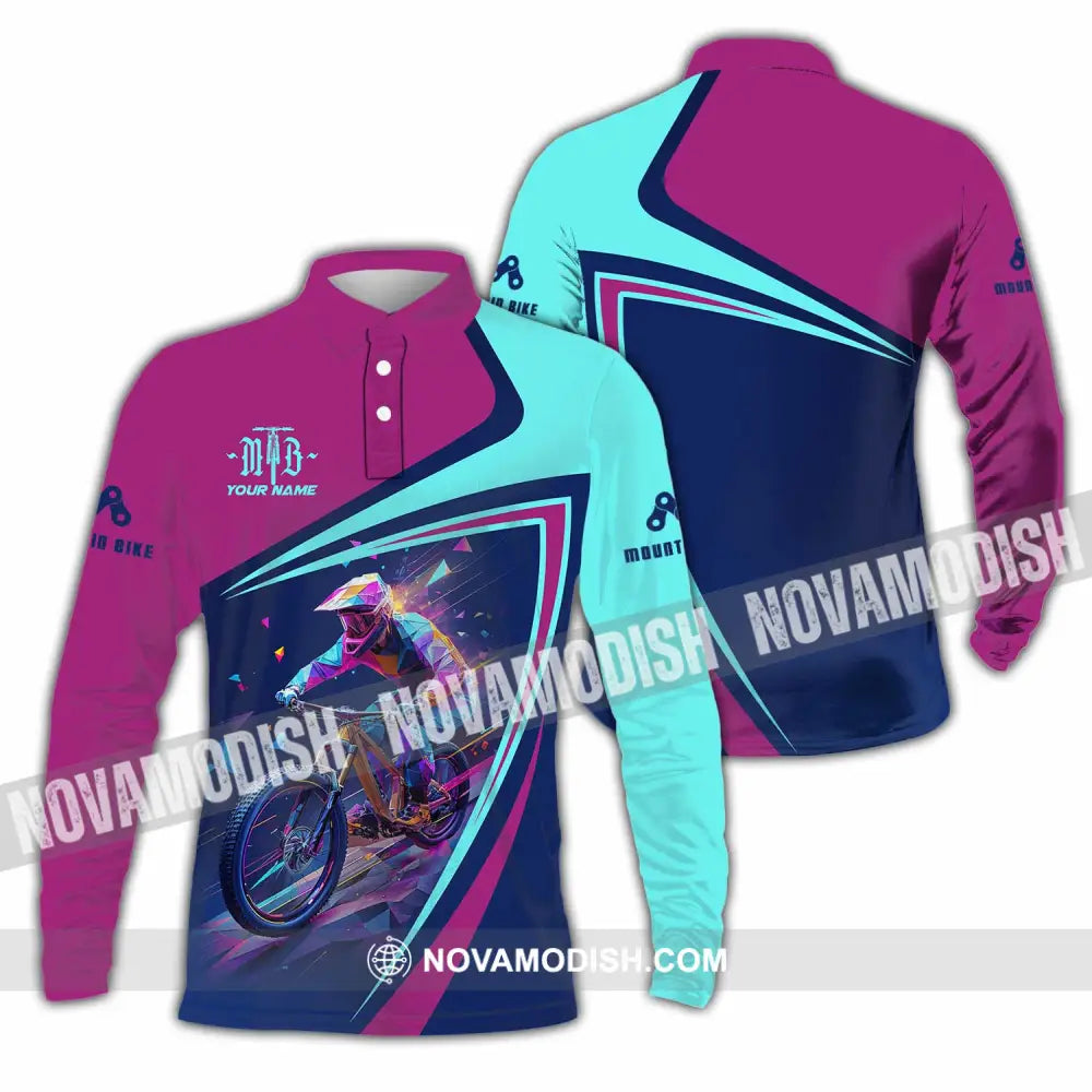 Unisex Shirt - Custom Mountain Bike Shirt Long Sleeve Polo / S T-shirt