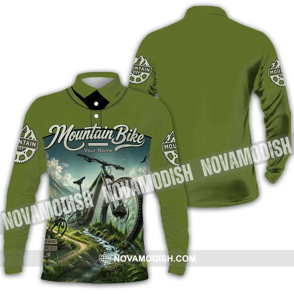 Unisex Shirt - Custom Mountain Bike Shirt - Long Sleeve Polo / S - T-shirt