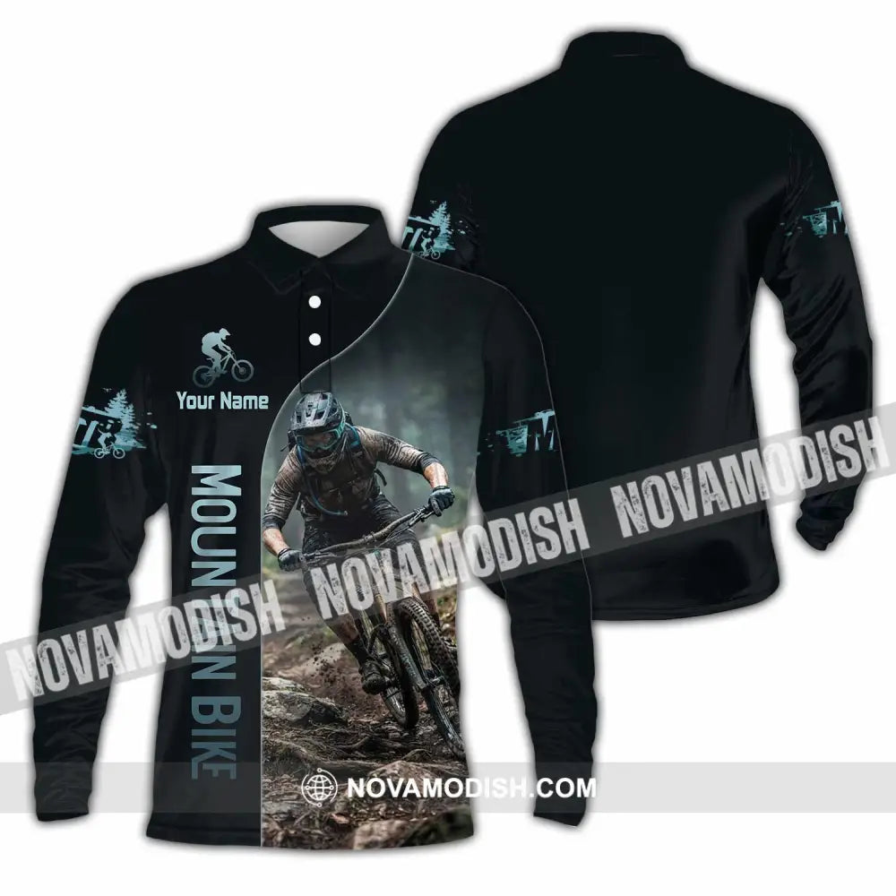 Unisex Shirt - Custom Mountain Bike Shirt - Long Sleeve Polo / S - T-shirt
