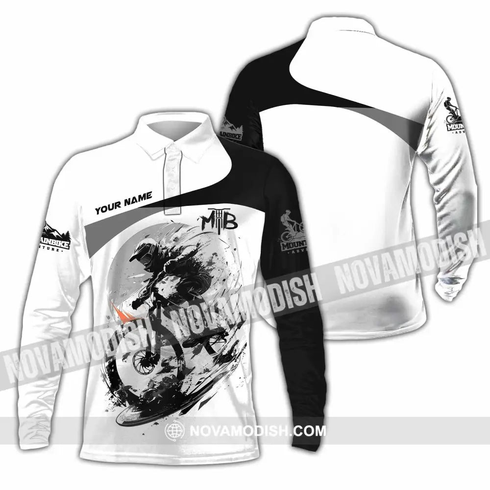 Unisex Shirt - Custom Mountain Bike Shirt Long Sleeve Polo / S T-shirt