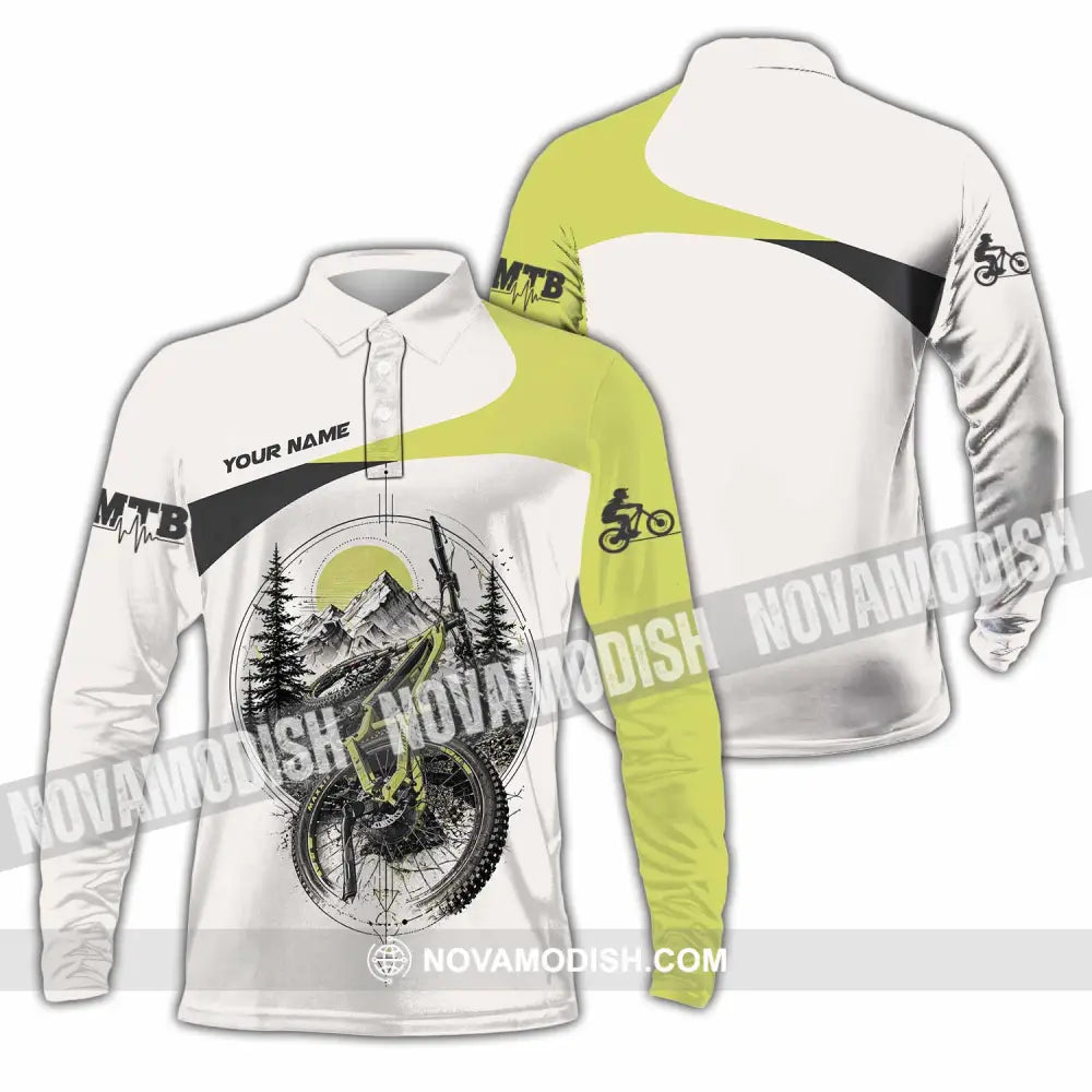 Unisex Shirt - Custom Mountain Bike Shirt - Long Sleeve Polo / S - T-shirt