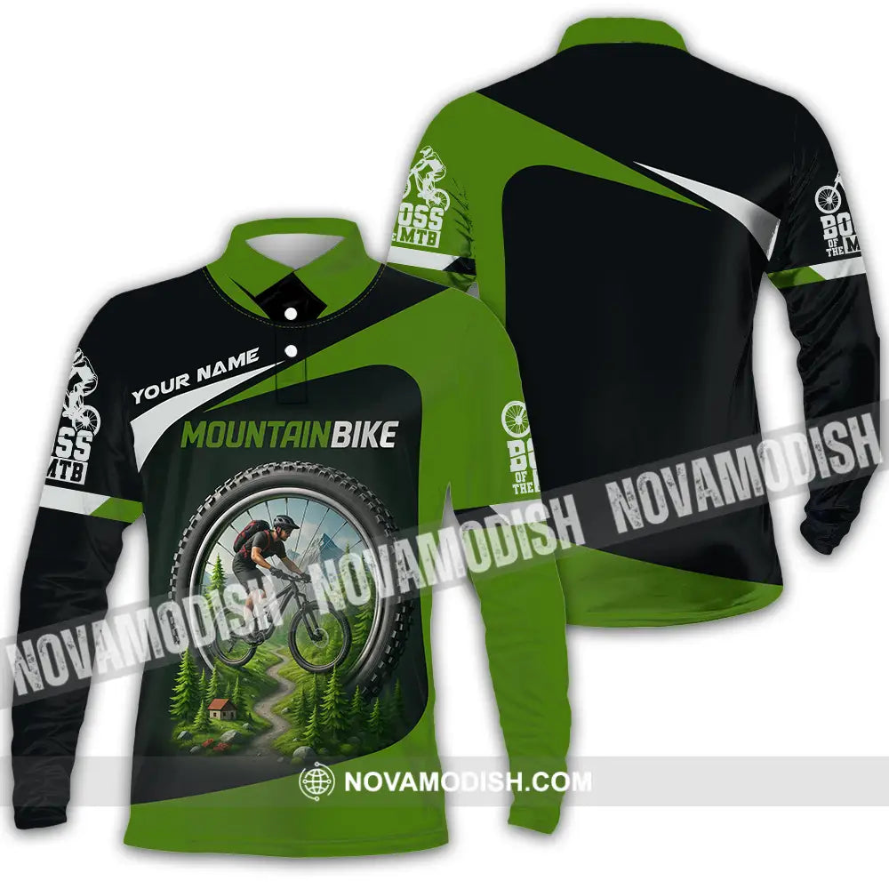 Unisex Shirt - Custom Mountain Bike Shirt Long Sleeve Polo / S T-shirt