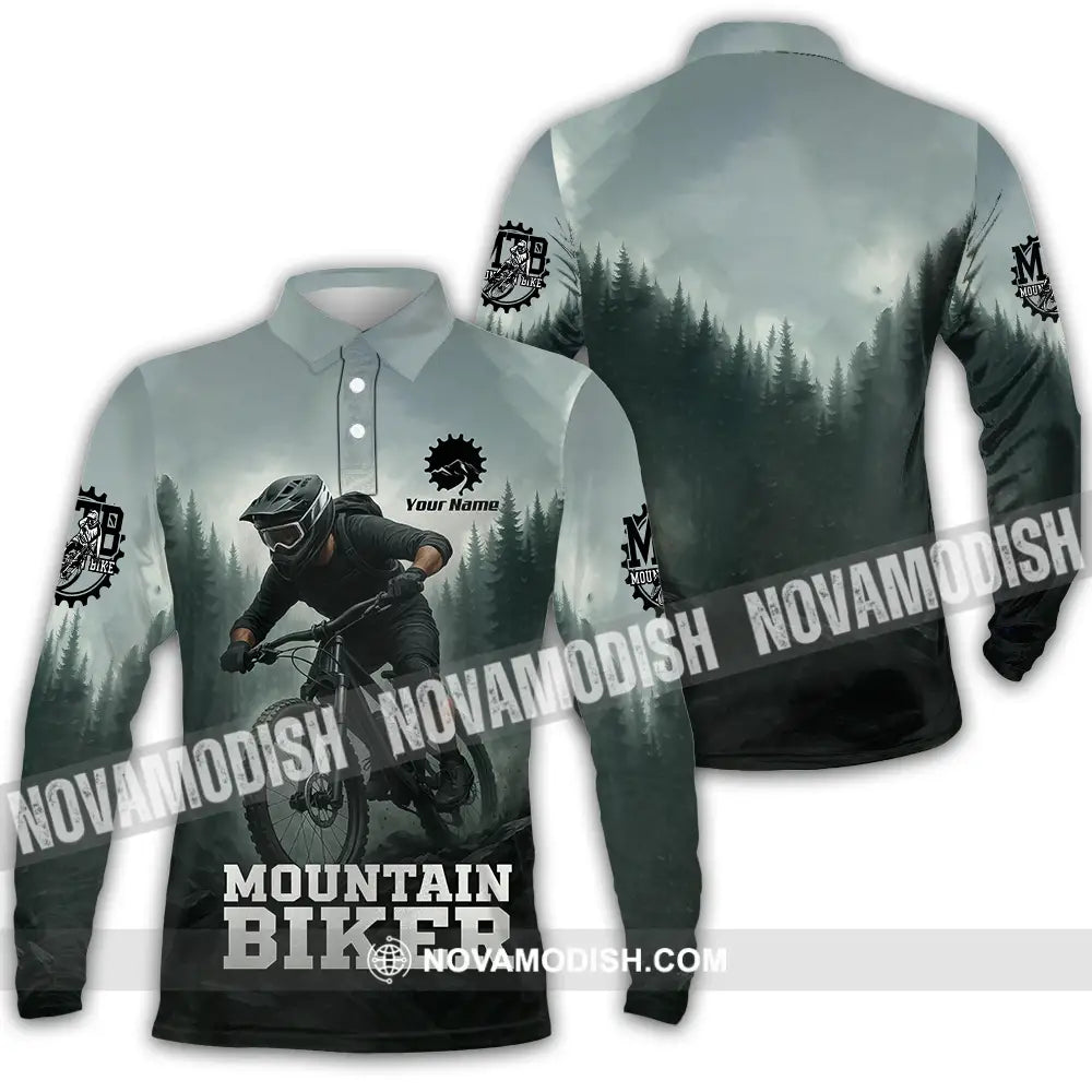 Unisex Shirt - Custom Mountain Bike Shirt Long Sleeve Polo / S T-shirt