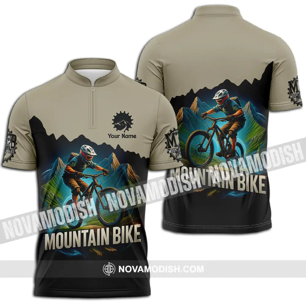 Unisex Shirt - Custom Mountain Bike Shirt Zipper Polo Shirt / S T-shirt