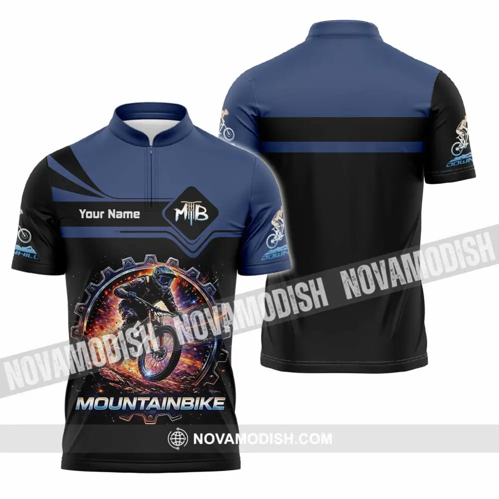 Unisex Shirt - Custom Mountain Bike Shirt - Zipper Polo Shirt / S - T-shirt