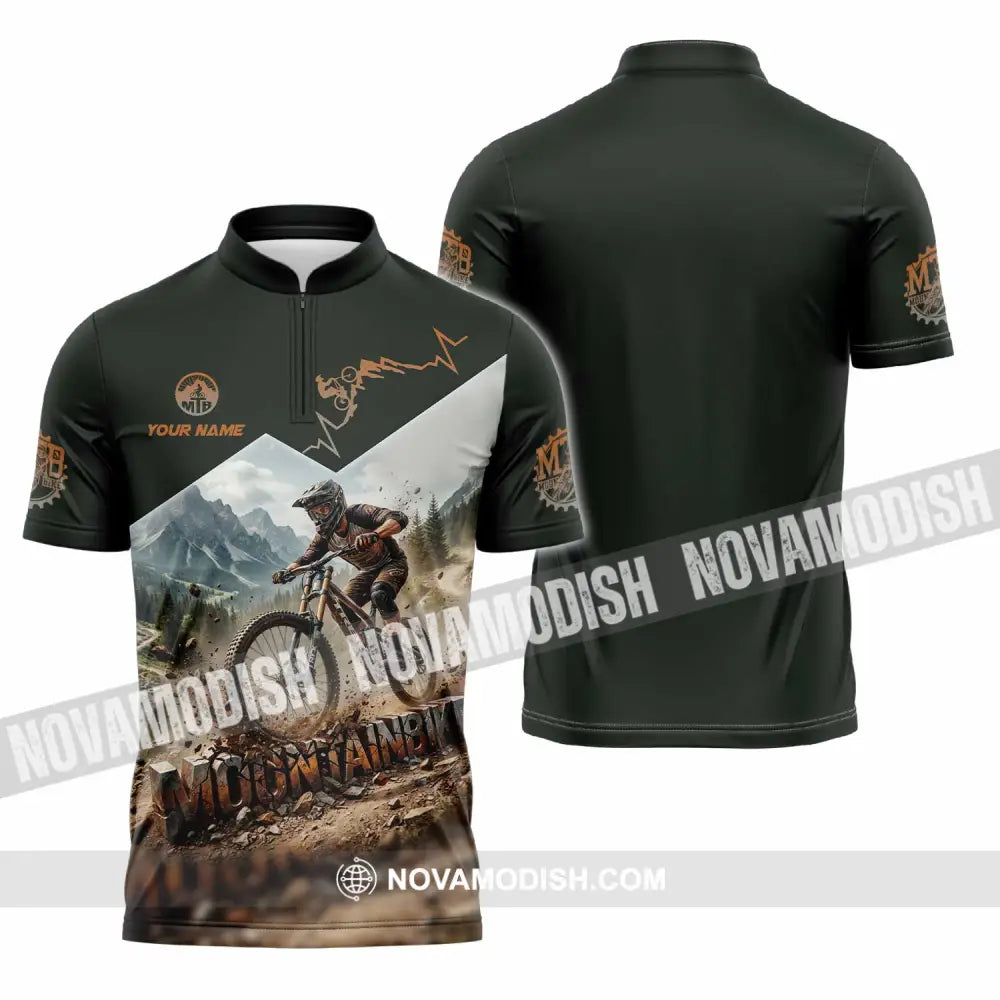 Unisex Shirt - Custom Mountain Bike Shirt - Zipper Polo Shirt / S - T-shirt