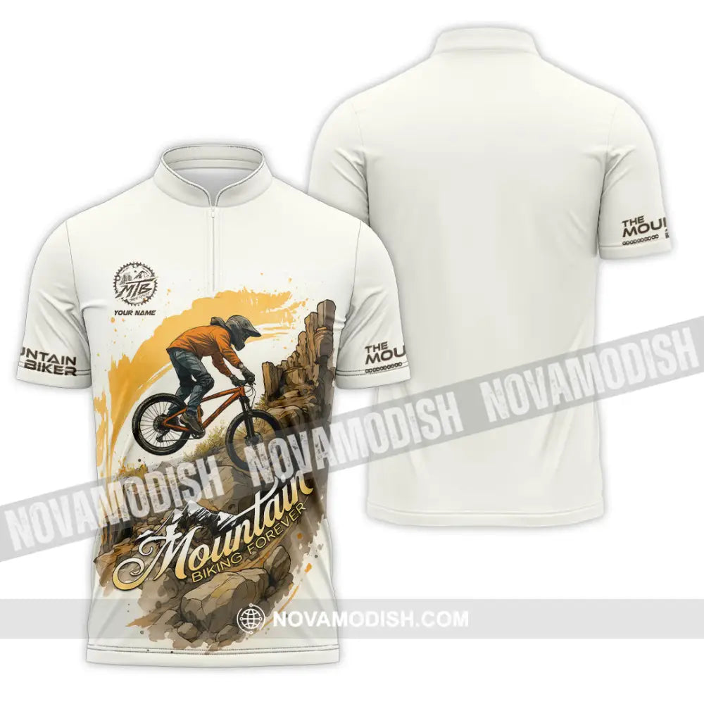 Unisex Shirt - Custom Mountain Bike Shirt Zipper Polo Shirt / S T-shirt