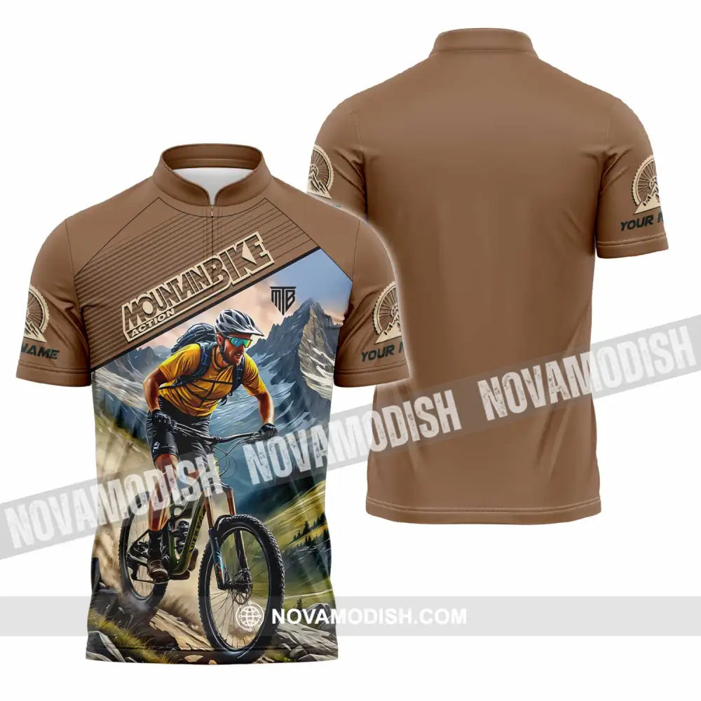 Unisex Shirt - Custom Mountain Bike Shirt Zipper Polo Shirt / S T-shirt