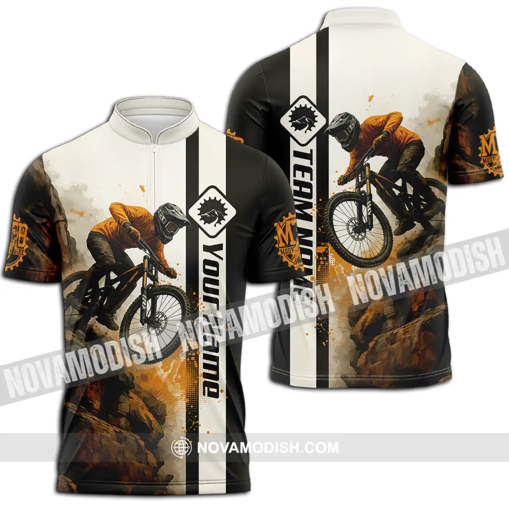 Unisex Shirt - Custom Mountain Bike Shirt Zipper Polo Shirt / S T-shirt