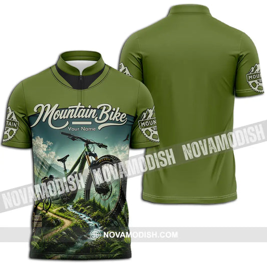 Unisex Shirt - Custom Mountain Bike Shirt - Zipper Polo Shirt / S - T-shirt