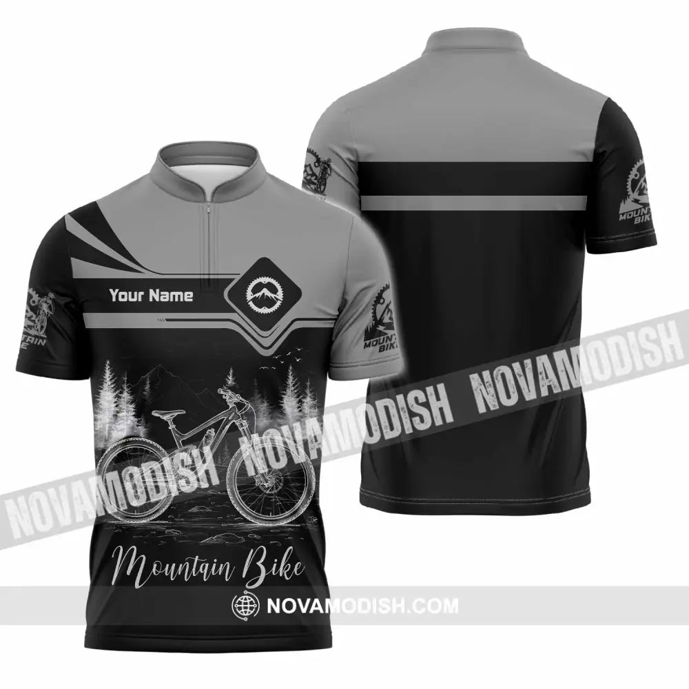 Unisex Shirt - Custom Mountain Bike Shirt - Zipper Polo Shirt / S - T-shirt