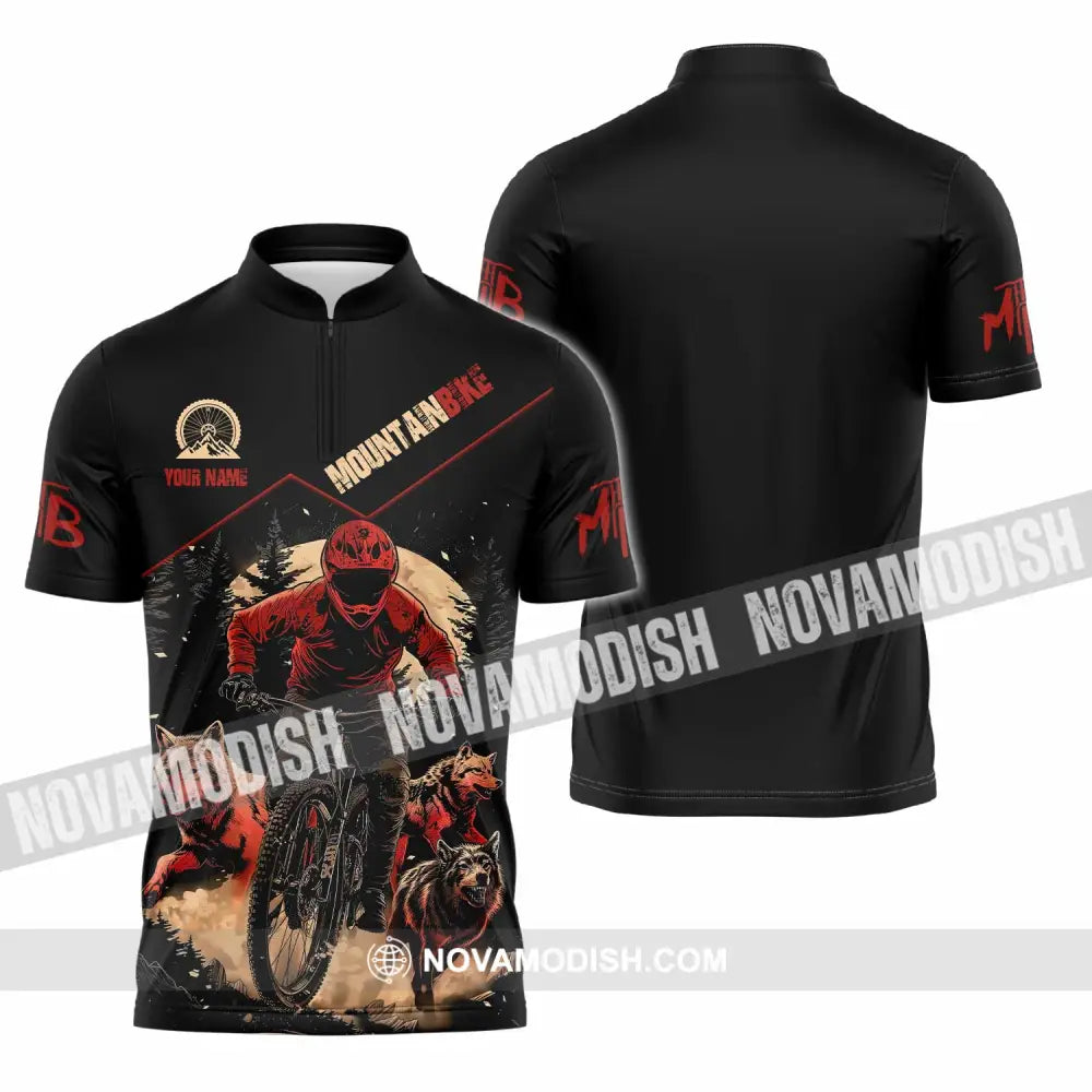 Unisex Shirt - Custom Mountain Bike Shirt Zipper Polo Shirt / S T-shirt