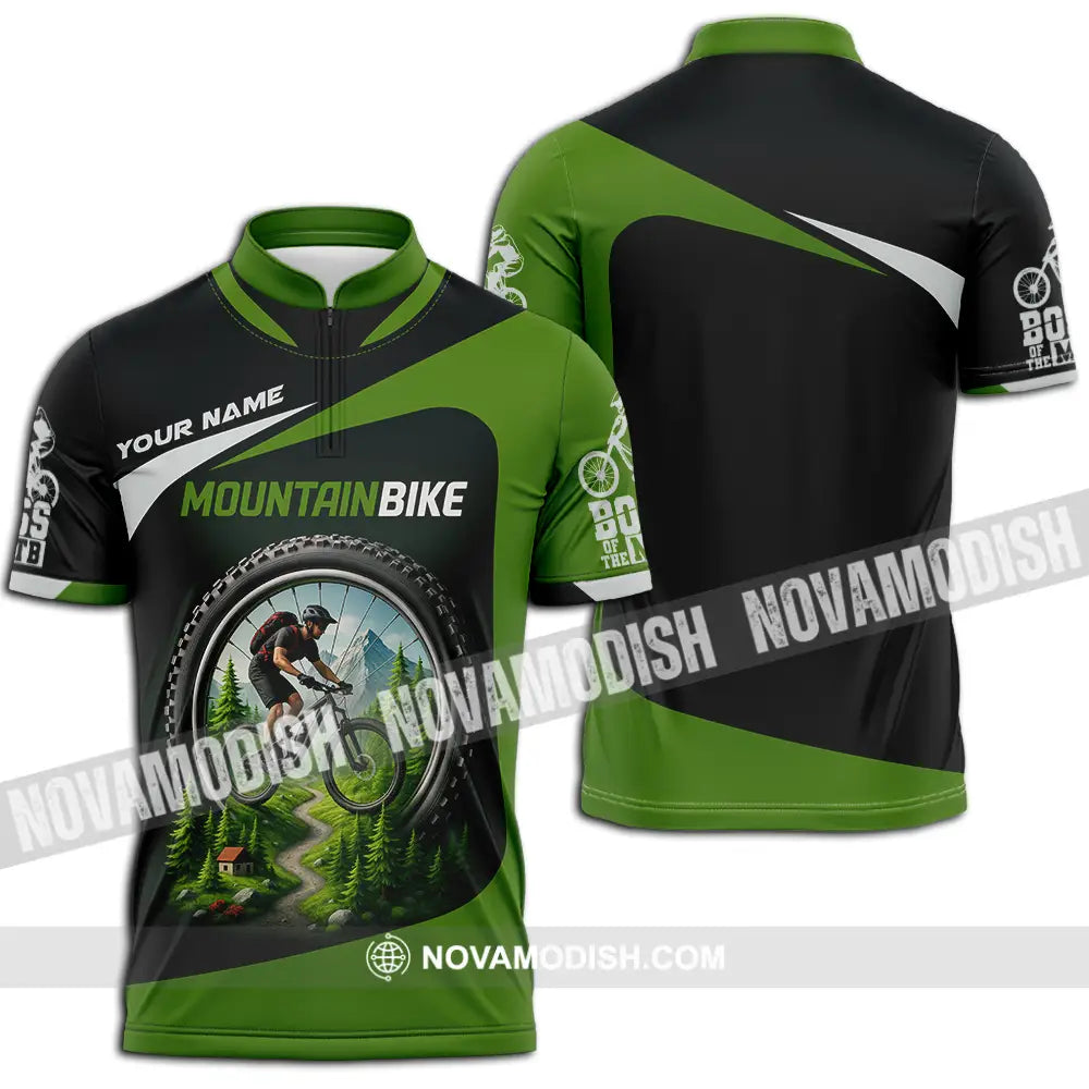 Unisex Shirt - Custom Mountain Bike Shirt Zipper Polo Shirt / S T-shirt
