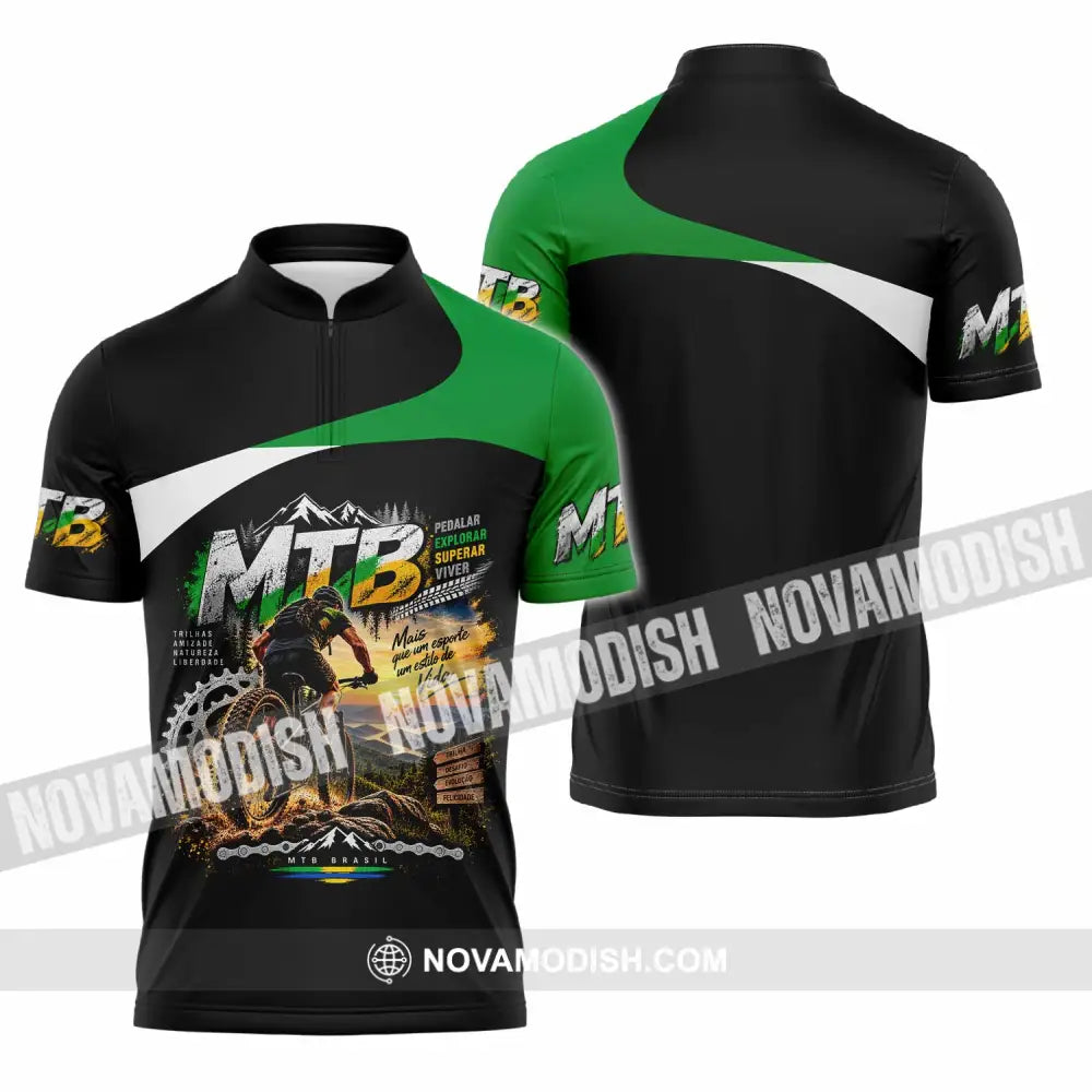 Unisex Shirt - Custom Mountain Bike Shirt - Zipper Polo Shirt / S - T-shirt