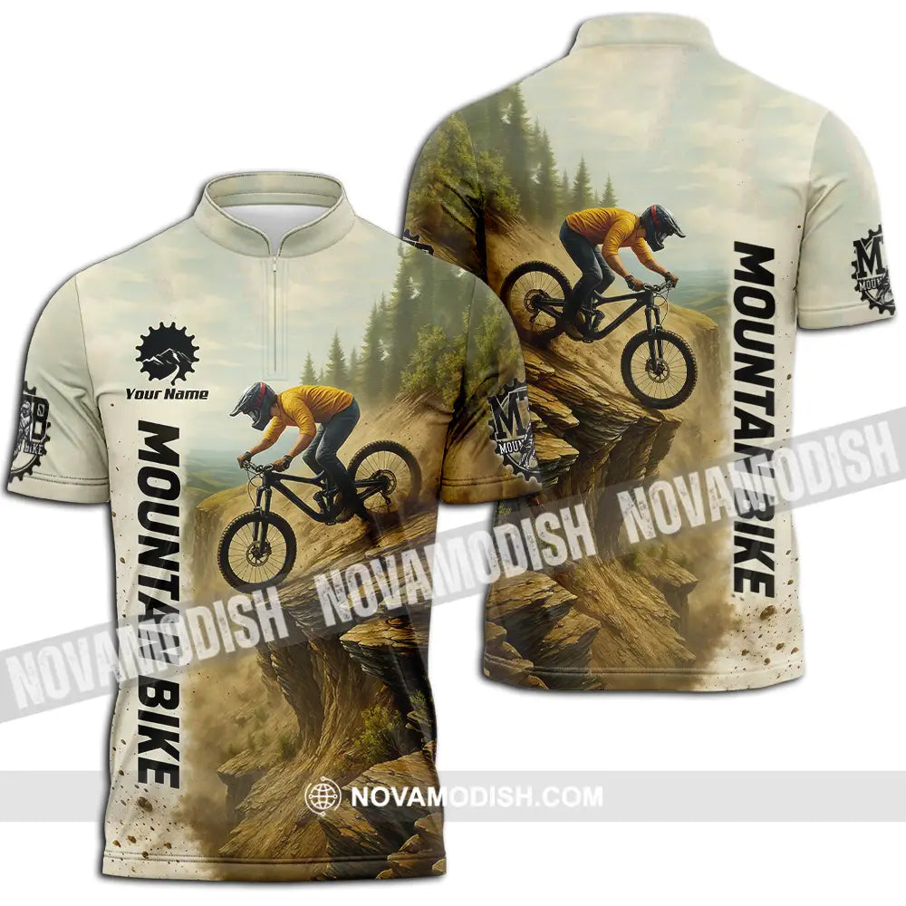 Unisex Shirt - Custom Mountain Bike Shirt Zipper Polo Shirt / S T-shirt