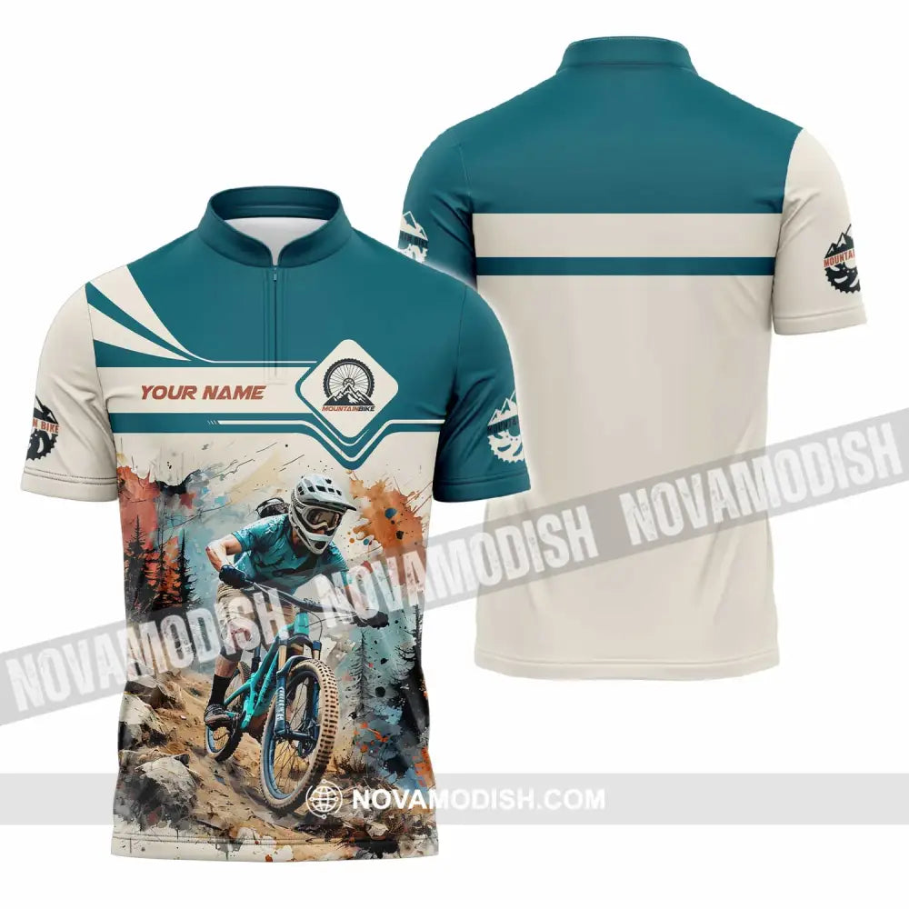 Unisex Shirt - Custom Mountain Bike Shirt Zipper Polo Shirt / S T-shirt