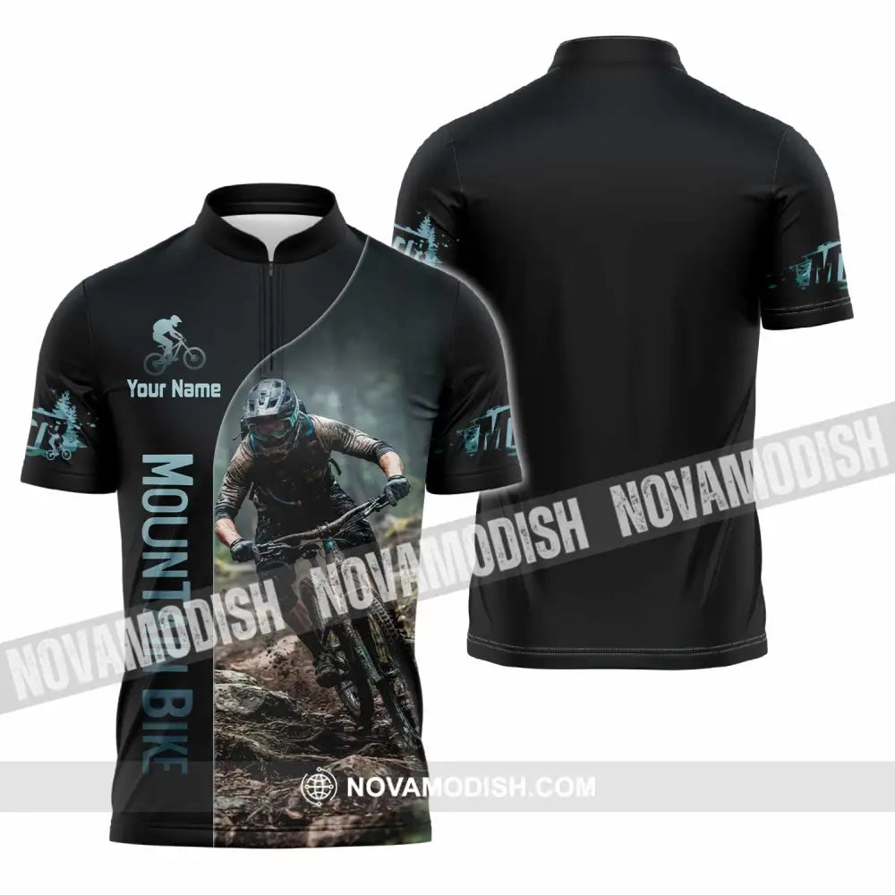 Unisex Shirt - Custom Mountain Bike Shirt - Zipper Polo Shirt / S - T-shirt