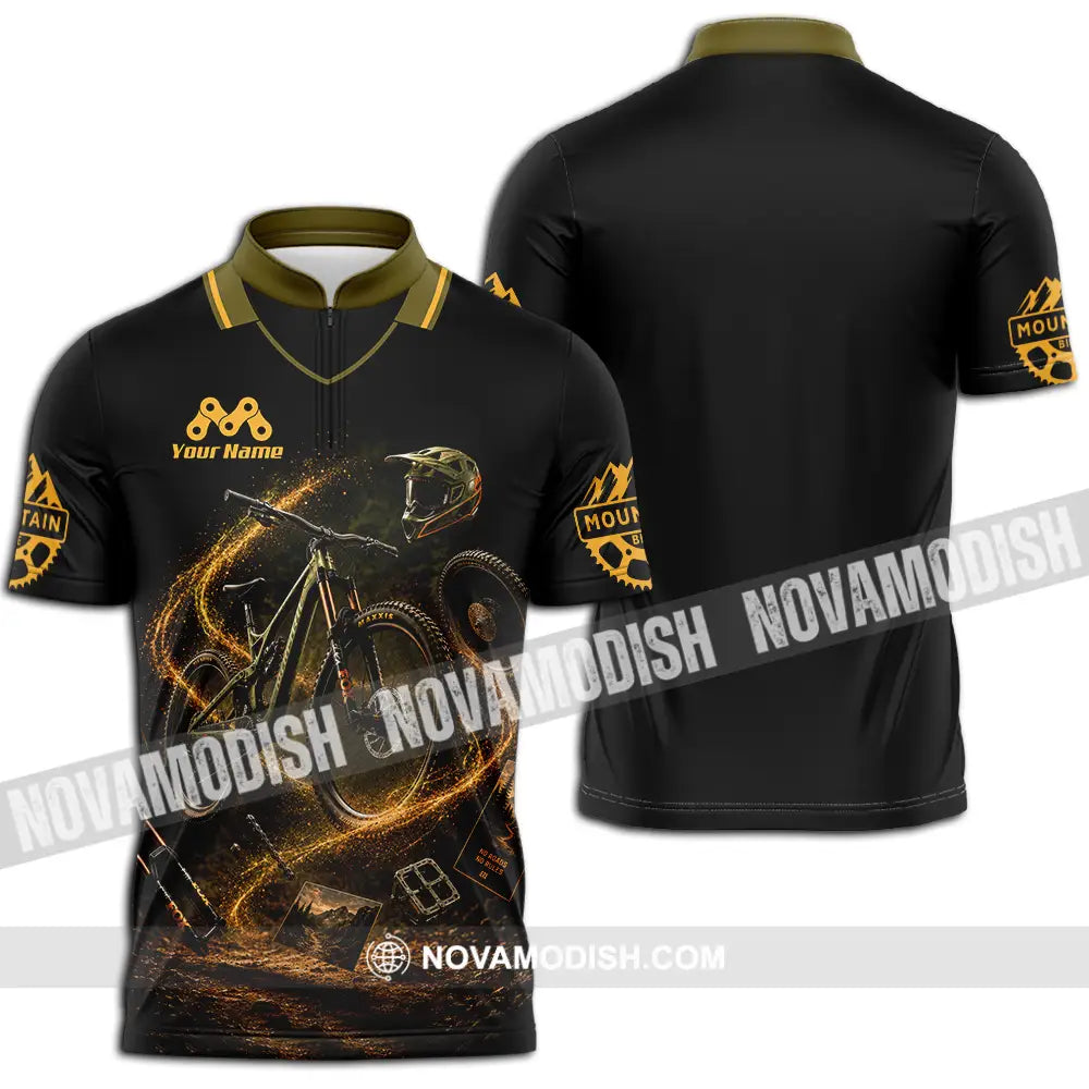Unisex Shirt - Custom Mountain Bike Shirt - Zipper Polo Shirt / S - T-shirt