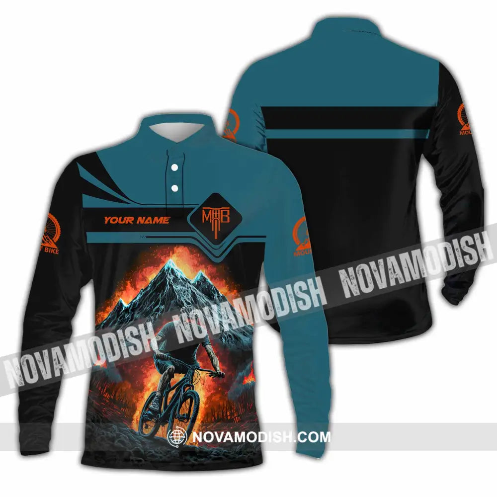 Unisex Shirt - Custom MTB Mountain Bike Shirt Long Sleeve Polo / S T-shirt