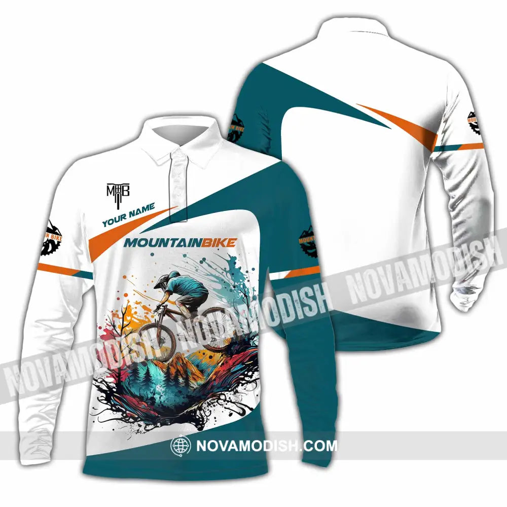 Unisex Shirt - Custom MTB Mountain Bike Shirt Long Sleeve Polo / S T-shirt