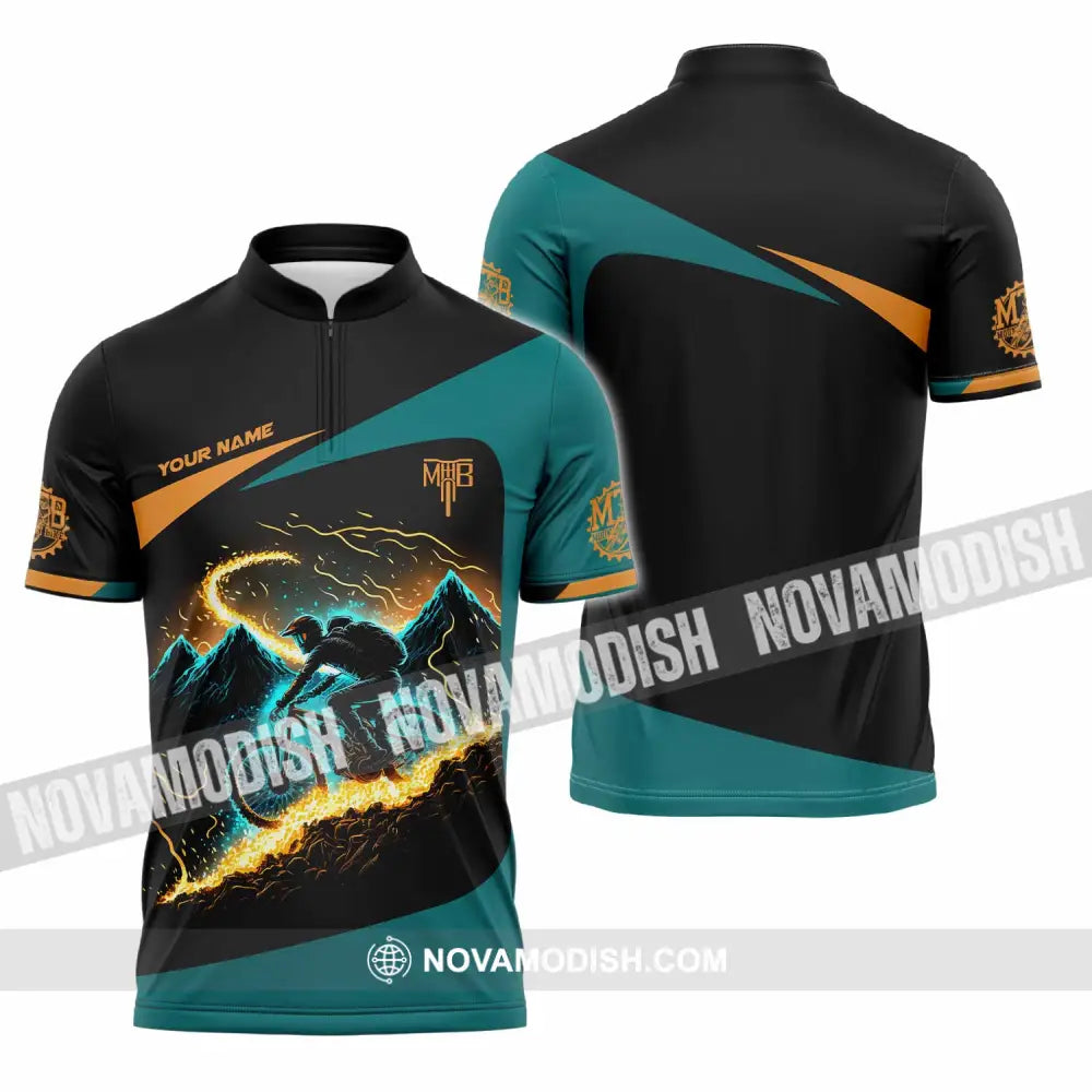 Unisex Shirt - Custom MTB Mountain Bike Shirt Zipper Polo Shirt / S T-shirt