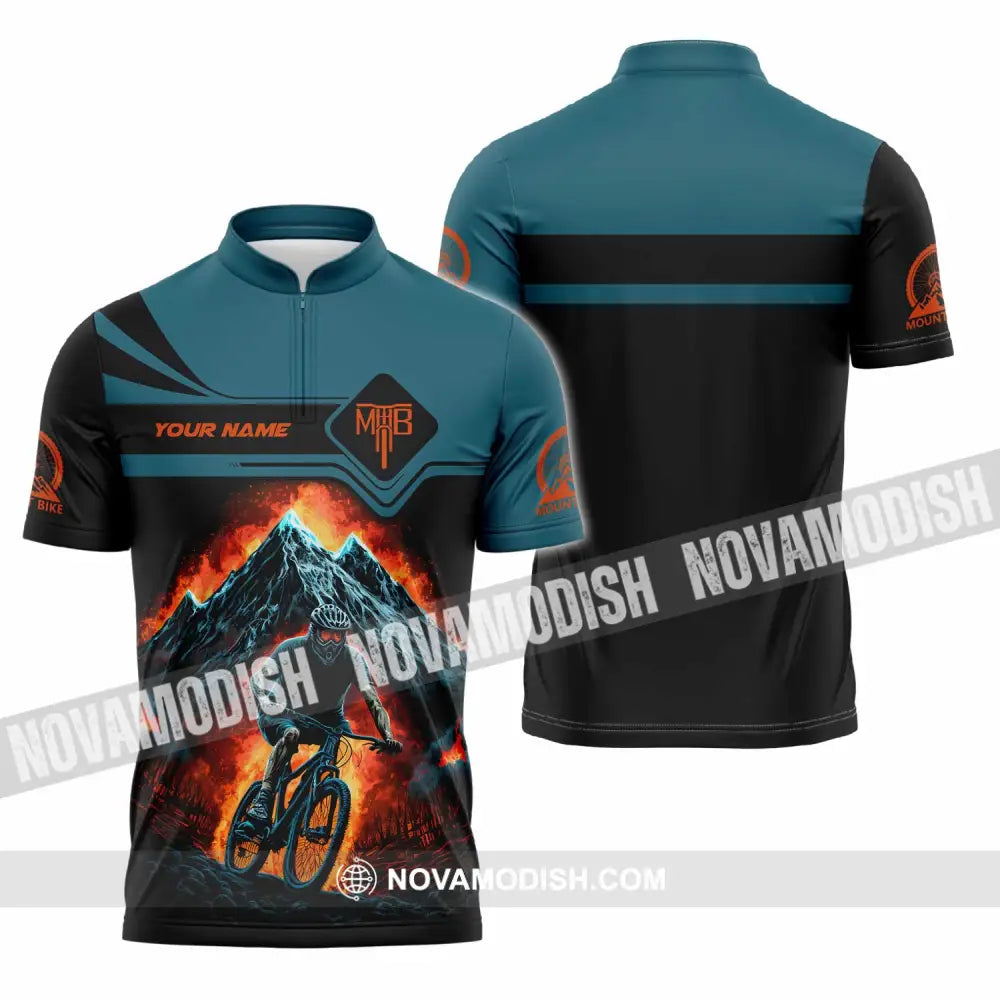 Unisex Shirt - Custom MTB Mountain Bike Shirt Zipper Polo Shirt / S T-shirt
