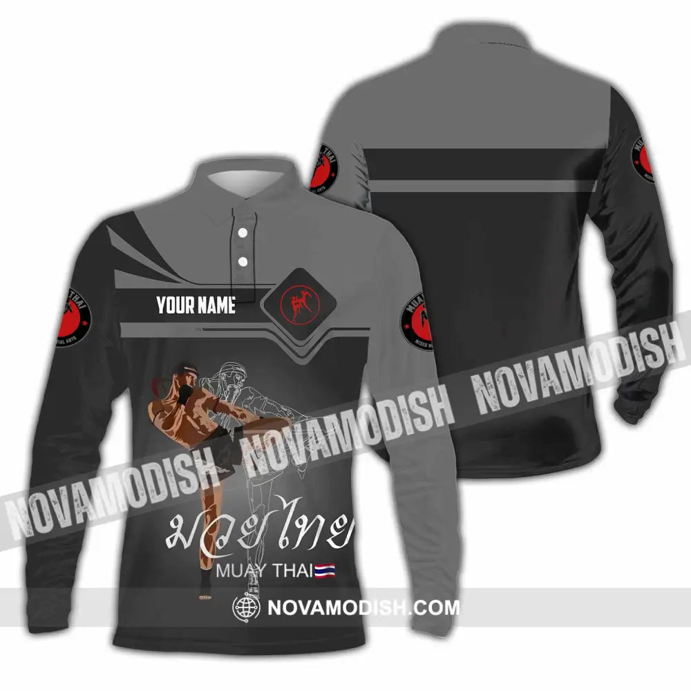 Unisex Shirt - Custom Muay Thai 3D Shirt - Long Sleeve Polo / S - T-shirt