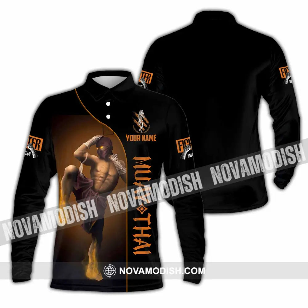 Unisex Shirt - Custom Muay Thai 3D Shirt - Long Sleeve Polo / S - T-shirt