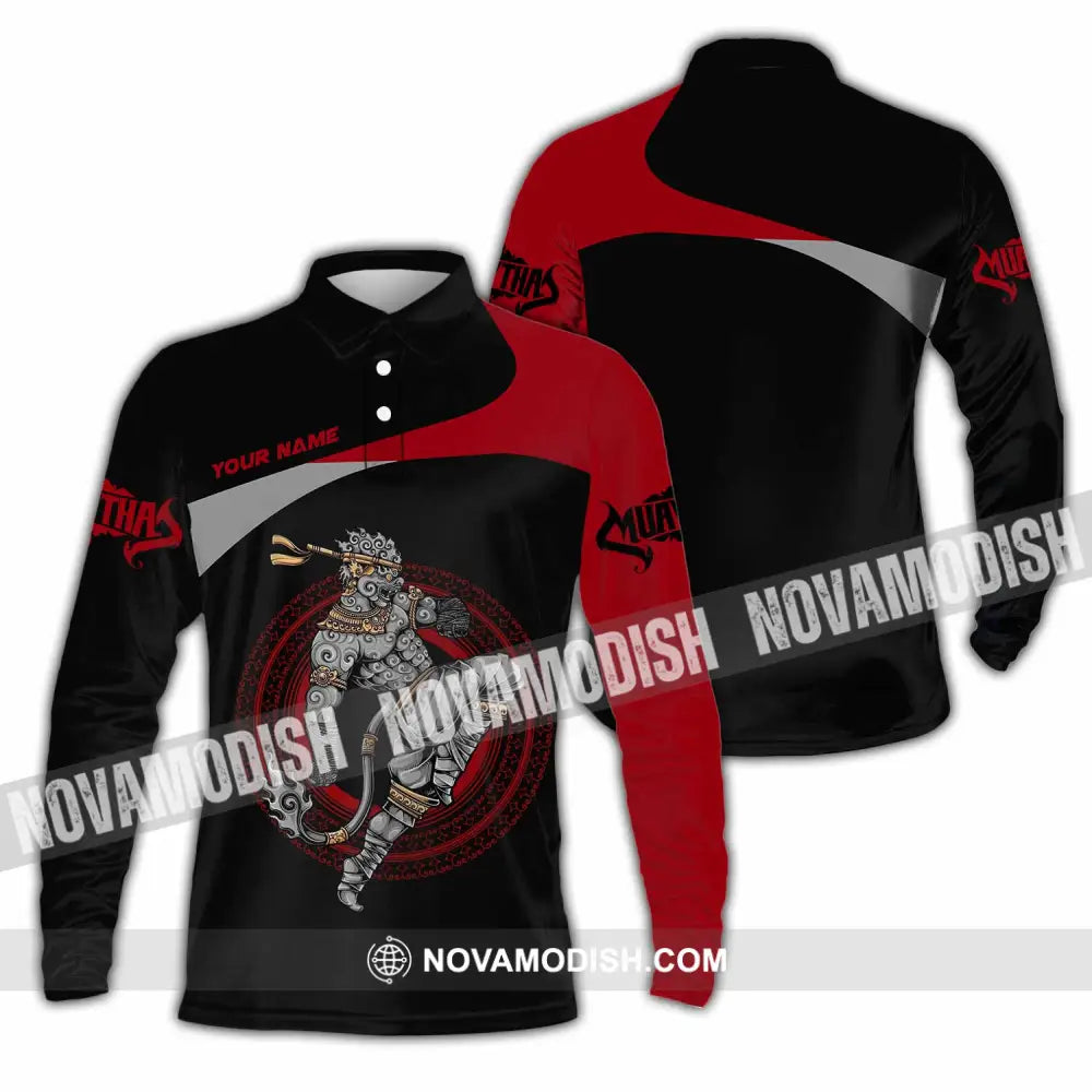 Unisex Shirt - Custom Muay Thai 3D Shirt Long Sleeve Polo / S T-shirt