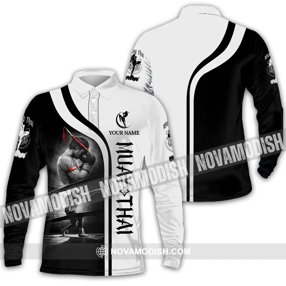 Unisex Shirt - Custom Muay Thai 3D Shirt Long Sleeve Polo / S T-shirt