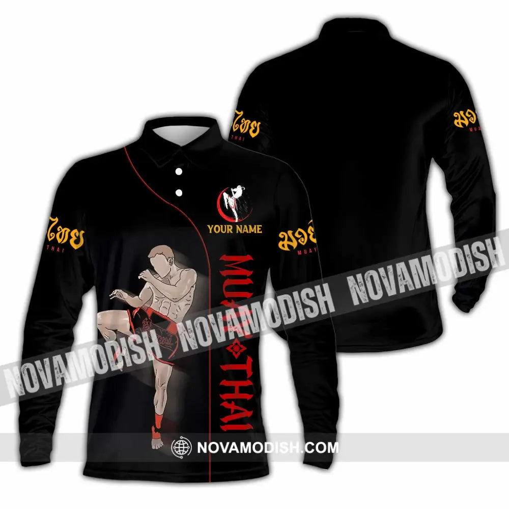 Unisex Shirt - Custom Muay Thai 3D Shirt Long Sleeve Polo / S T-shirt